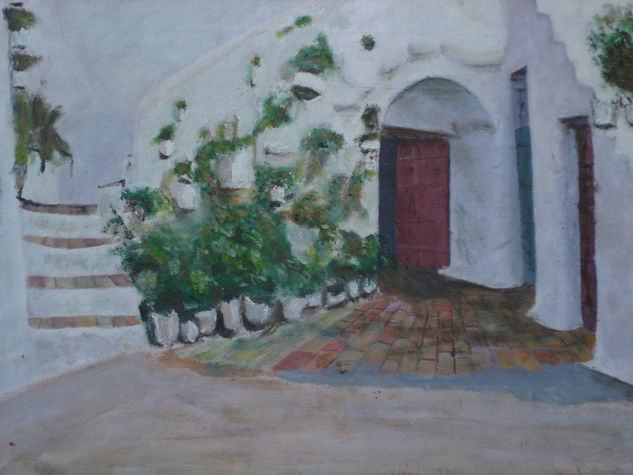 patio andaluz de pueblo Oil Canvas Landscaping