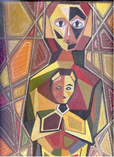 Madre e hijo Oil Canvas Figure Painting