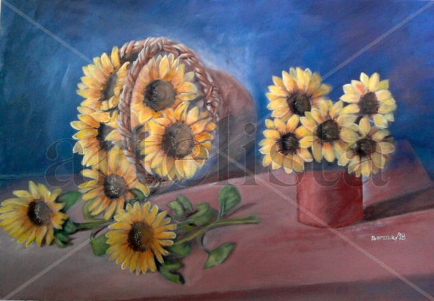 girasoles Acrylic Paper Floral Painting