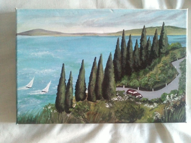 Cipreses junto al mar Acrylic Canvas Landscaping