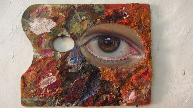 ojo Oil Panel Figure Painting