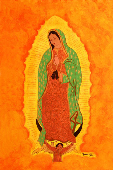 nuestra señora de guadalupe Acrylic Textile Portrait