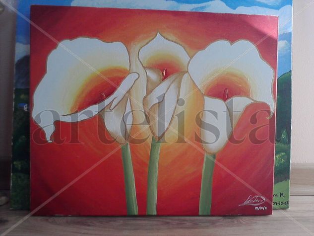 Cala (lirio de agua) Acrylic Canvas Floral Painting