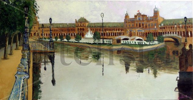 Plaza de España,Sevilla Óleo Lienzo Paisaje