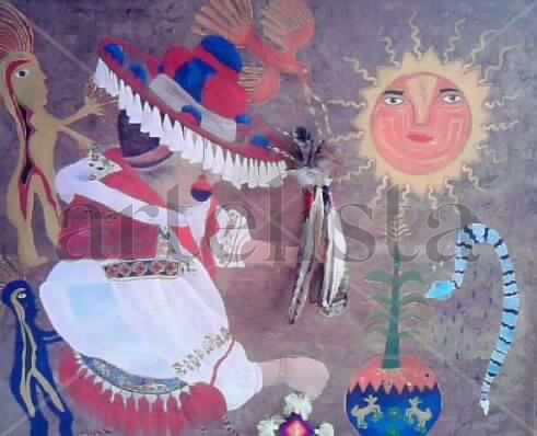 Huichol Ritual Otros Lienzo Figura