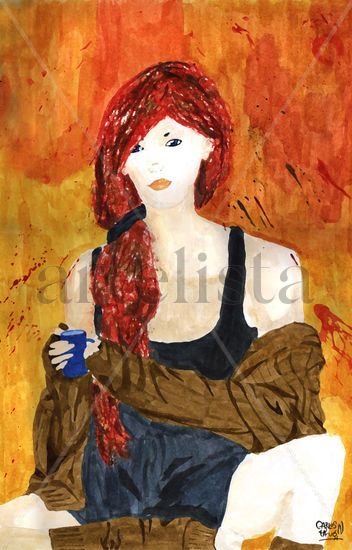 Redhead in the morning Watercolour Paper Portrait