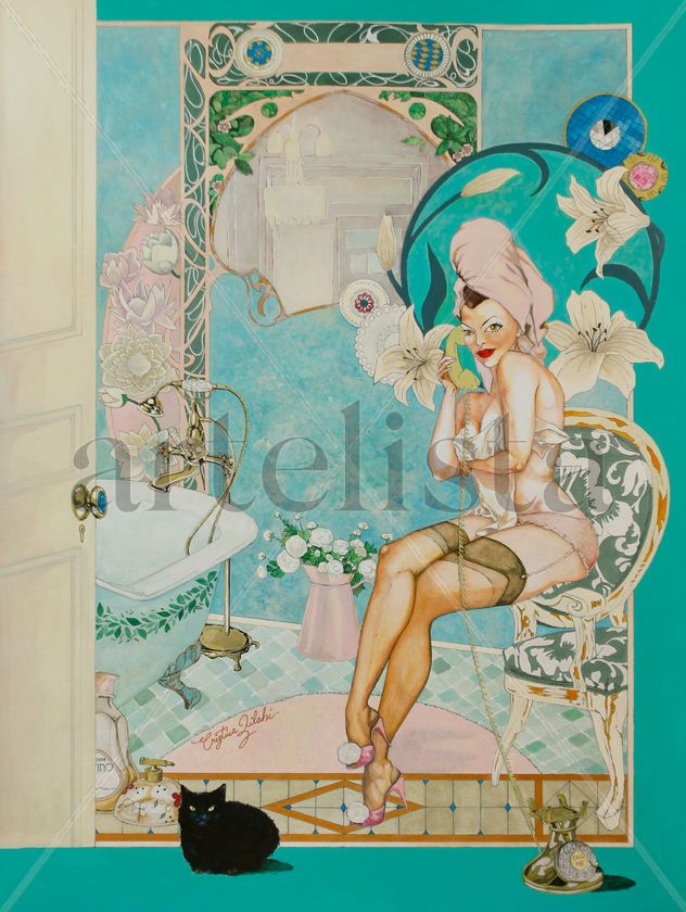 BLUE PIN UP, BATHROOM & THE BLACK CAT
