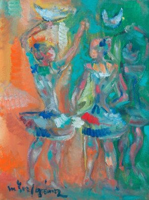 Bailarinas 2 Oil Textile Figure Painting