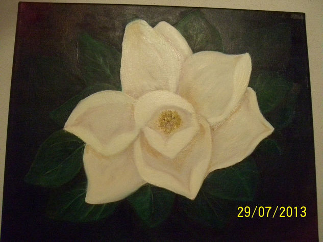 Magnolia Watercolour Canvas Floral Painting