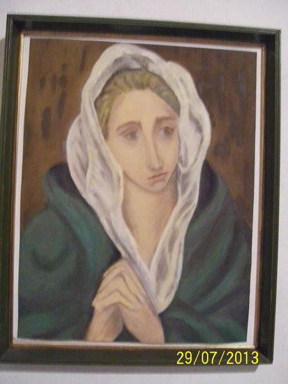 Mater Dolorosa Oil Paper Figure Painting