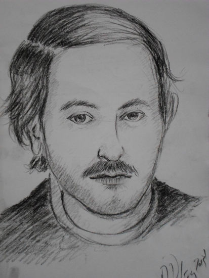 autorretrato, año 2005, constt, chile. Charcoal