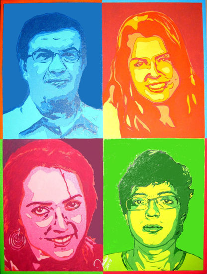 familia Acrílico Tela Retrato