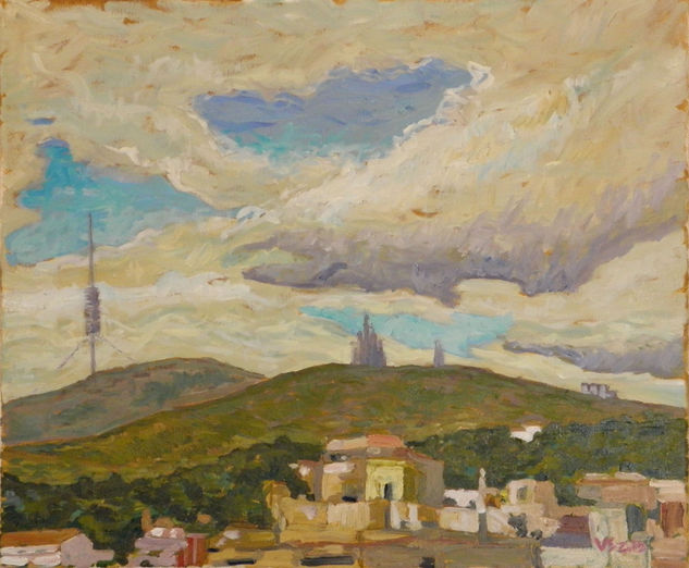 Vista del Tibidabo Oil Canvas Landscaping