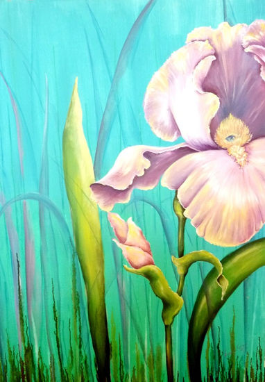 Sin Titulo Oil Textile Floral Painting