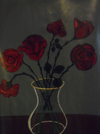 Rosas Acrylic Paper Floral Painting