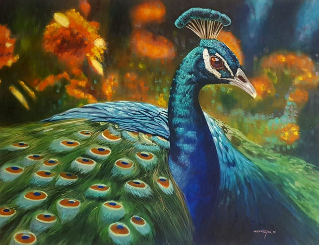 pavo real Óleo Lienzo Animales