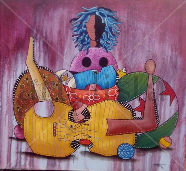 JUEGO MUSICAL AZUL Mixed media Canvas Others