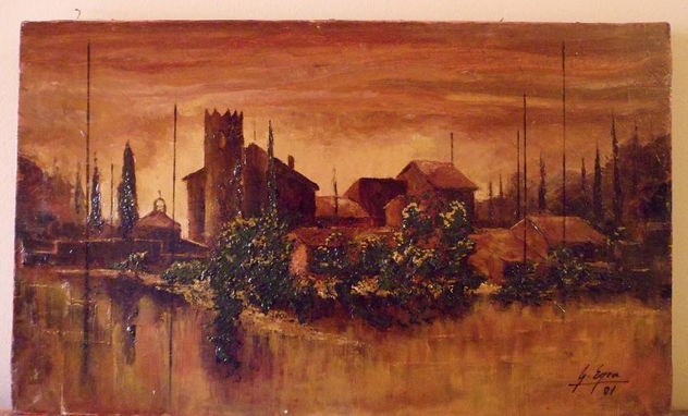 Cuadro a la espátula sobre tabla de 55x33 cm