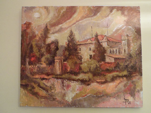 Cuadro a la espátula en tela de 55x46 cm Oil Textile Landscaping