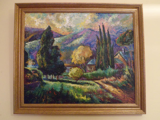 Cuadro a la espátula sobre tabla de 68x58 cm Oil Panel Landscaping