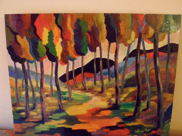 Cuadro de estilo fauve de 49x37 cm Oil Panel Landscaping