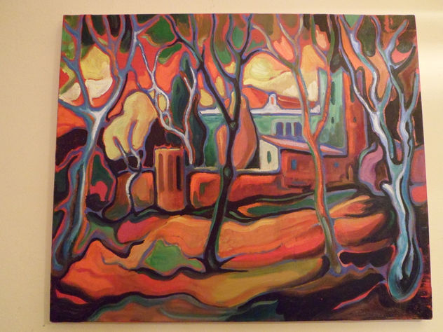 Cuadro de estilo "fauve" en tela de 55x46cm