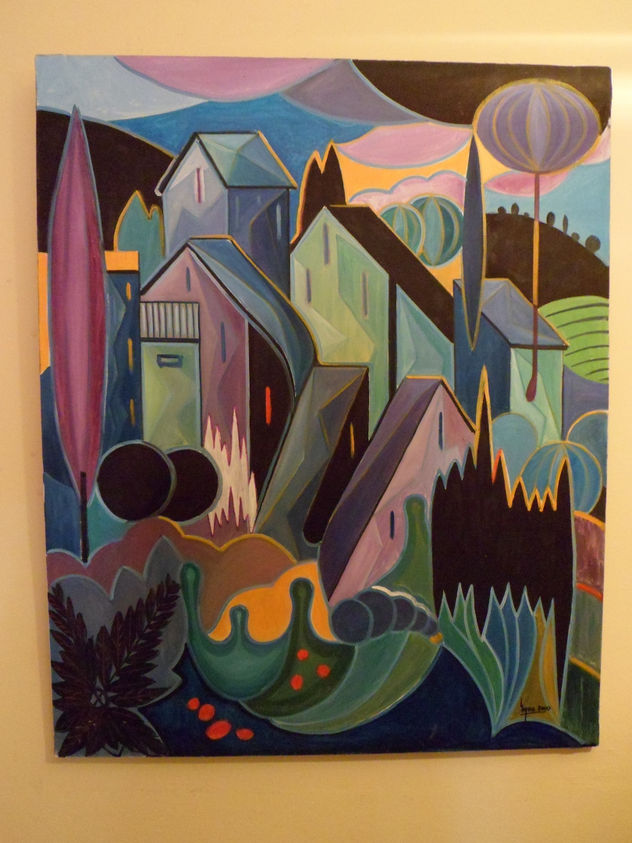 Cuadro al estilo geométrico sobre tela de 100x81 cm