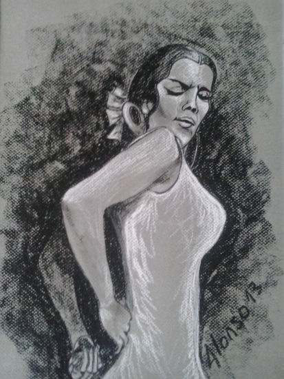 bailaora gitana Pastel Paper Figure Painting