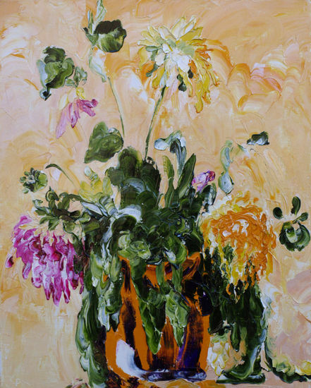 Wilted bouquet. Oil Canvas Still Life Paintings