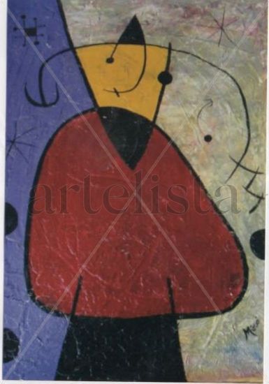 Joan Miró Oil Card Figure Painting