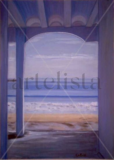 Balcón a la playa Oil Canvas Marine Painting