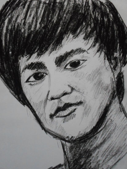 bruce lee, año 2009, constt, chile. Charcoal