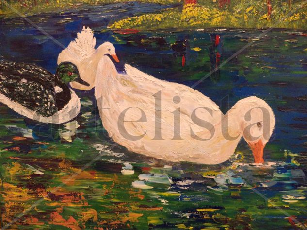 Ducks in the morning Oil Canvas Animals