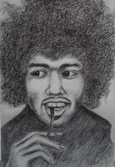 jimi hendrix, año 2007, constt, chile. Pencil