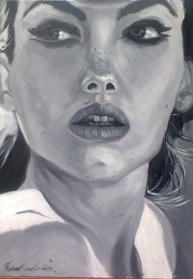 Close-up III Oil Panel Portrait