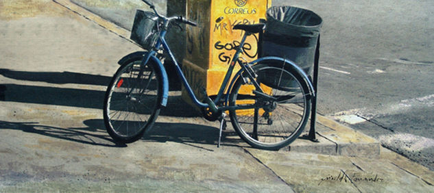 bicicleta azul Media Mixta Lienzo Paisaje