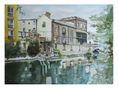 La casa sobre el Rio Acuarela 46 X 61