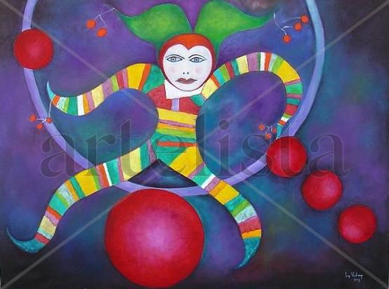 Arlequin Oil Canvas Figure Painting