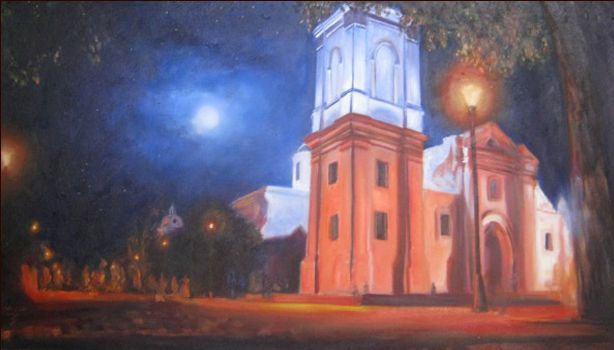 catedral de noche Oil Canvas Landscaping