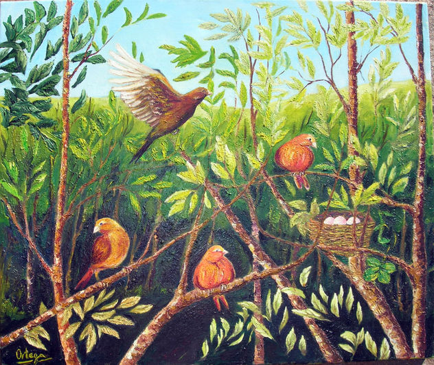 Paraíso de pájaros en las ramas