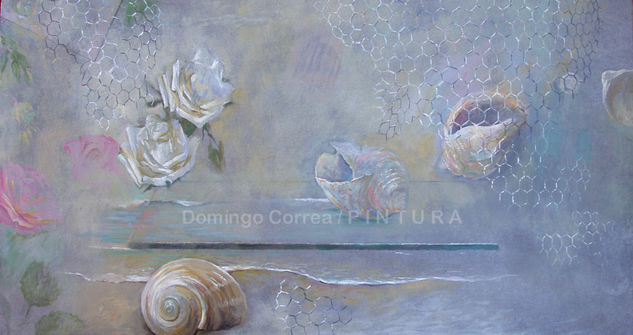 La rosa y otros frente al plano Oil Panel Still Life Paintings