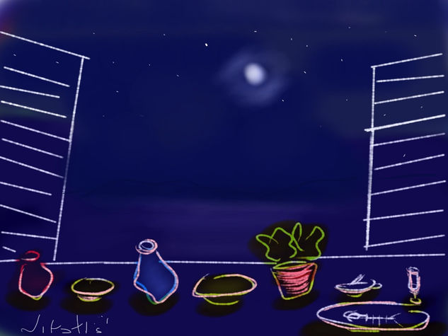 a summer night on balcony 