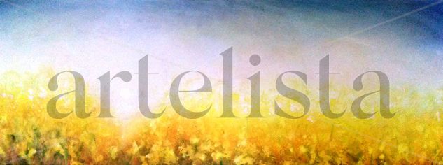 yellow field Mixed media Canvas Floral Painting