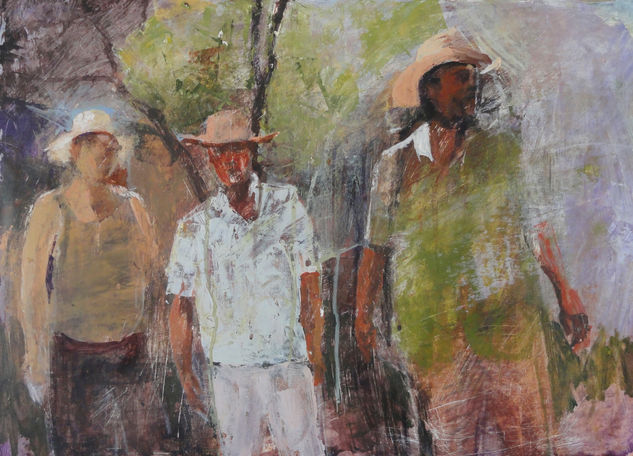 Personajes en la Habana Acrylic Textile Figure Painting