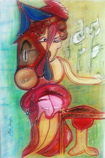 Gertrudis en su Caballo Mixed media Canvas Figure Painting