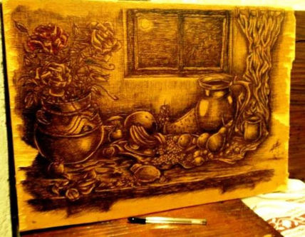 Bodegón sobre madera