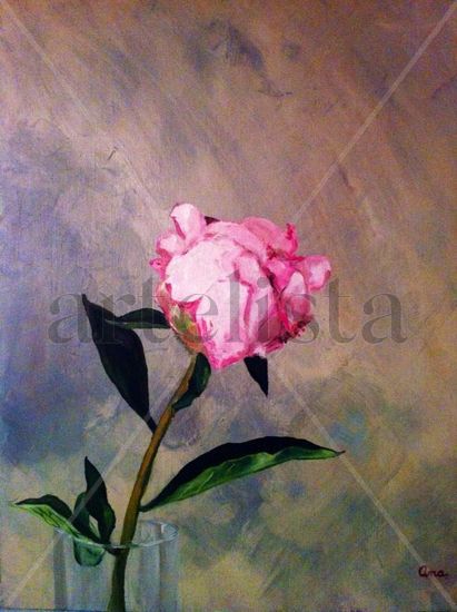 Sola y sin espinas Oil Panel Floral Painting