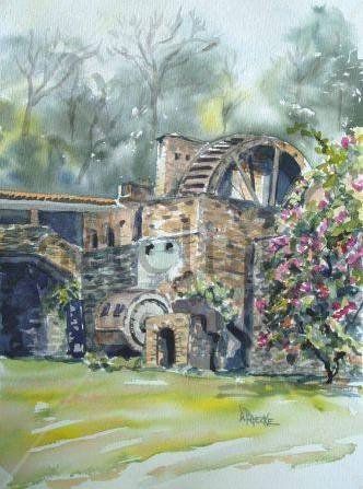 Molino de cana Watercolour Card Landscaping