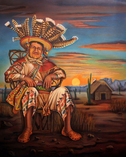 Huichol posmoderno Oil Canvas Portrait