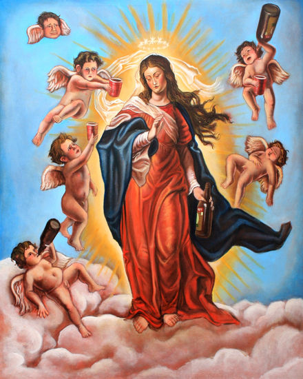 Virgen de las chelas Oil Canvas Figure Painting